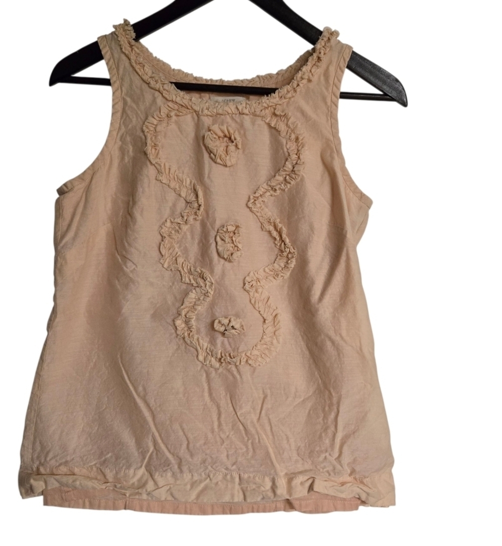 J. Crew Beige Ruffle Tank Top Size 2 Tan Color